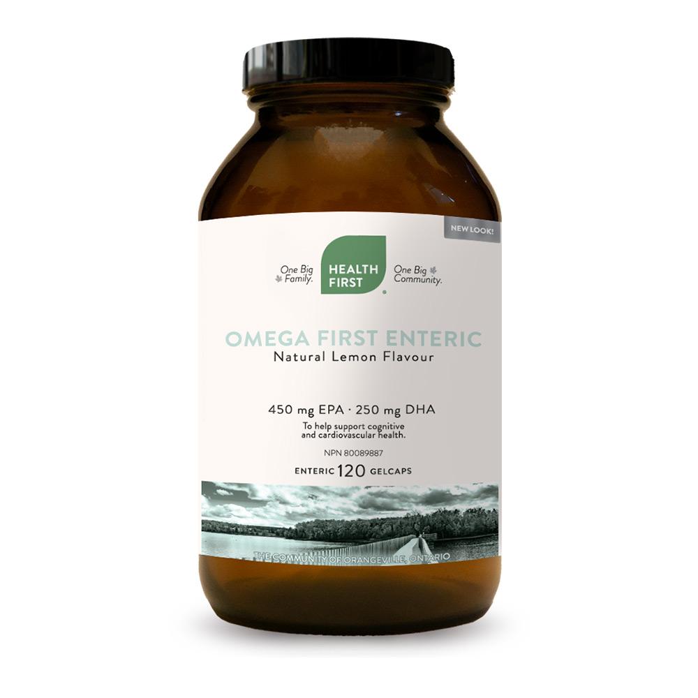 Health First Omega First Enteric, 120 enteric-coated gel caps - Lemon
